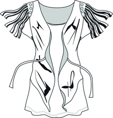Flat sketch top clothing design for young girls.