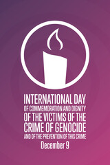International Day of Commemoration and Dignity of the Victims of the Crime of Genocide and of the Prevention of this Crime. December 9. Template for background, banner. Vector EPS10 illustration