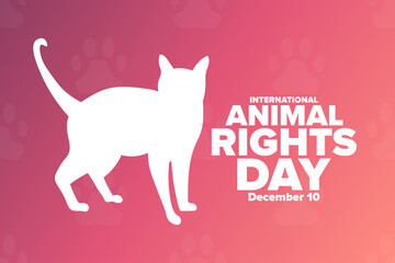 International Animal Rights Day. December 10. Holiday concept. Template for background, banner, card, poster with text inscription. Vector EPS10 illustration.