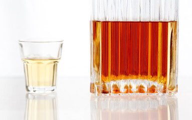 Alcoholic spirits and drinks concept background, with copy space