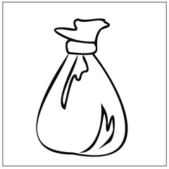 Doodle icons set in New Year and Christmas style. Drawn by hand. Color and black-and-white drawings. Elements for postcards, banners, festive website design. Vector isolated images.