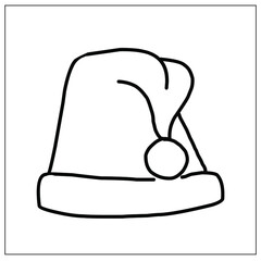 Doodle icons set in New Year and Christmas style. Drawn by hand. Color and black-and-white drawings. Elements for postcards, banners, festive website design. Vector isolated images.