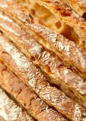 Close up Sliced whole grain bread, food background