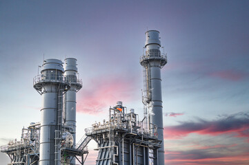 Glow light of petrochemical industry on sunset and Twilight sky ,Power plant,Energy power station area