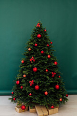 Christmas interior Christmas tree presents the new year as a backdrop