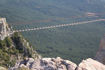 rope bridge over the precipice on mount AI-Petri in Crimea