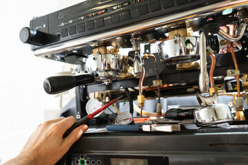 repair of the coffee machine photo. disassembled coffee machine