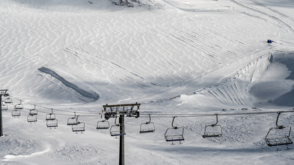 ski resort in winter. Glaciers 3000, les Diablerets, Switzerland.