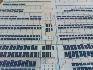 Solar cell electric power on factory roof