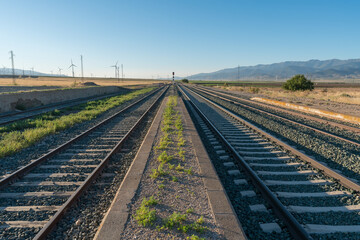Fototapeta na wymiar Platform of a train station in the south of Granada in Spain