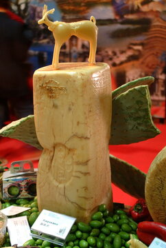 Turin, Piedmont, Italy. -10/22/2010- The food fair "Salone del Gusto". Ragusano cheese.