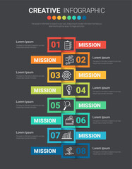 Fototapeta premium Infographic design template with numbers 8 option for Presentation infographic, Timeline infographics, steps or processes. Vector illustration.