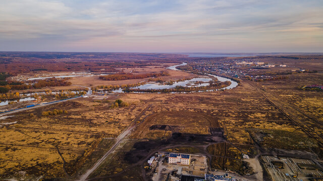 Zarechny settlement of the Penza region. photos from the air