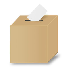 Brown Ballot Box isolated on White Background.