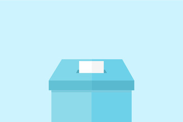 Ballot Box Flat Design on blue background.