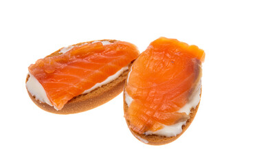 sandwiches with salmon fillet isolated