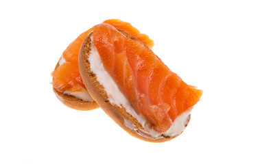 sandwiches with salmon fillet isolated