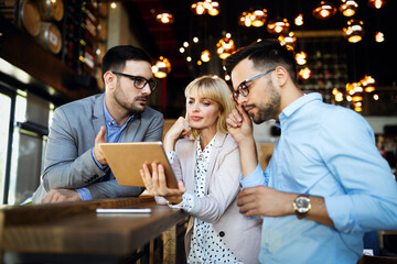 Corporate teamworking business colleagues in modern office