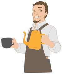 コーヒーを入れるカフェのマスター