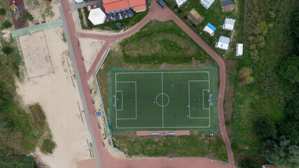 Aerial view on Football Pitch, Drone phote, Top view 