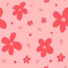 Fototapeta premium seamless pattern with flowers red tone