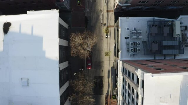 Westminster Street Downtown, Providence Rhode Island, drone aerial cityscape