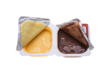 dessert in plastic cup isolated