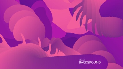 Abstract background with fan shape, some thorns and round shapes in purple and pink