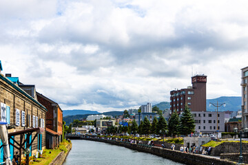 Obraz premium Scenery along the Otaru Canal in Otaru City, Hokkaido, Japan