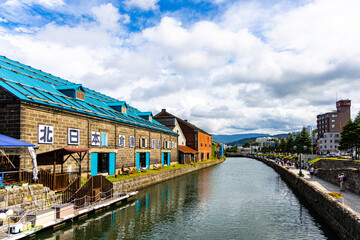 Scenery along the Otaru Canal in Otaru City, Hokkaido, Japan