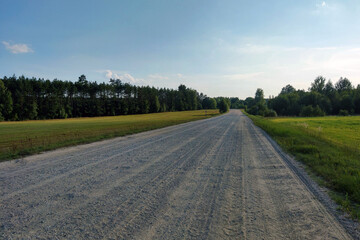 Fototapeta na wymiar View of a rural country road on a clear day.