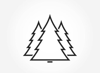 Obraz premium fir trees line icon. Christmas and New Year design element