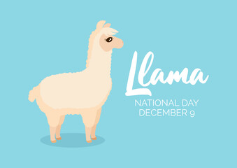 National Llama Day vector. Cute llama cartoon character. Adorable Llama icon vector. Llama Day Poster, December 9. Important day