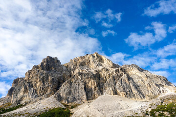 Fototapeta premium Beautiful view of Italian mountains on a sunny clear day, Dolomites.