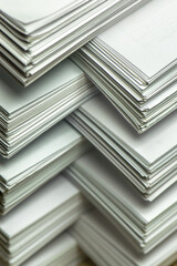 bundles bales of paper documents. stacks packs pile on the desk in the office