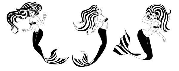 Beautiful mermaids in different angles