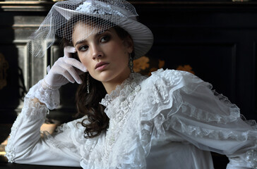 Portrait of a beautiful girl in retro style