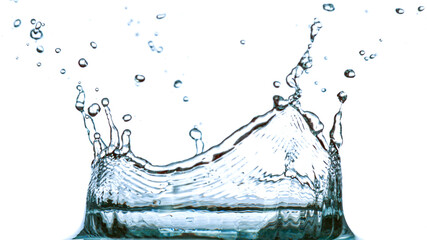 Water splash isolated on white background, freeze motion