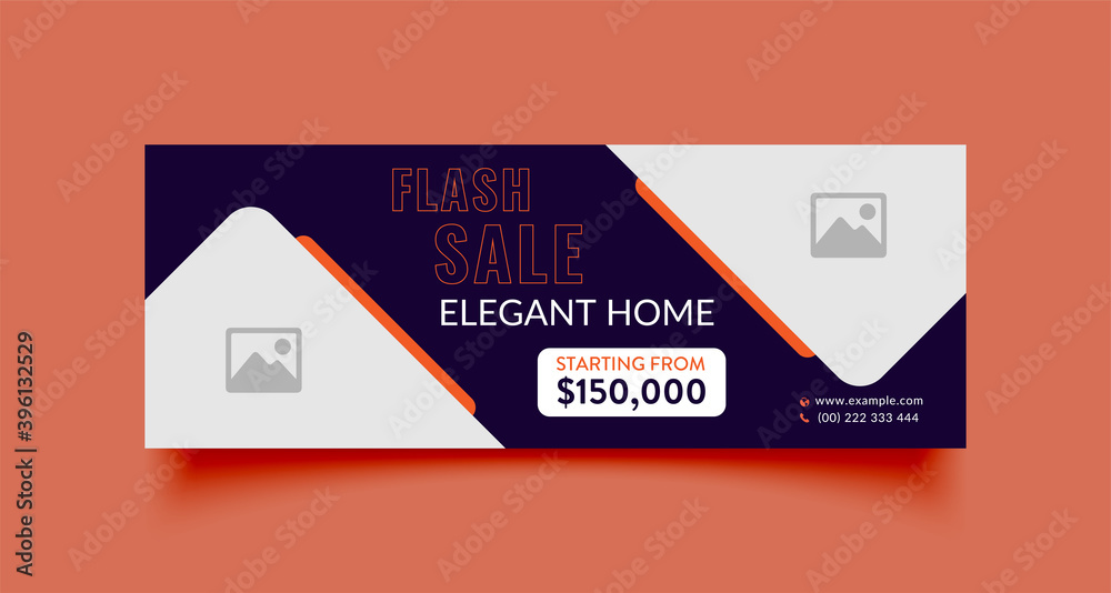 Wall mural flash sale business facebook cover page timeline web ad banner template with photo place modern layo