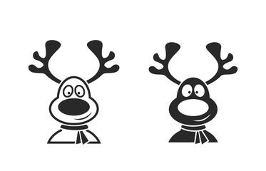 funny christmas deer icon set. christmas and new year design symbols