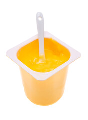 dessert in plastic cup isolated