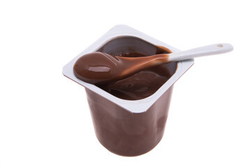 dessert in plastic cup isolated