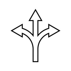 Three-way direction arrow vector icon flat. eps 10
