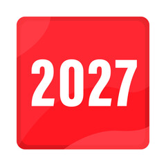 new year icon button in red color