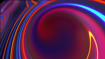 Spiral wavy texture with neon lighting, computer generated. 3D rendering of color plasma backdrop