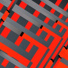 brightly red and orange coloured rectangular blocks on a grey background geometric patterns and designs