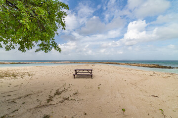 Saint Vincent and the Grenadines, Britannia bay, beach table, Mustique