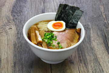 soy sauce ramen noodles soup, japanese food
