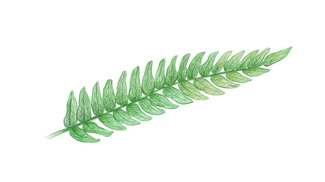 Ecological Concept, Illustration of Beautiful Pteridophyta or Tassle Fern Leaves Isolated on White Background.
