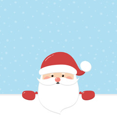 Fototapeta na wymiar Santa Claus on empty background with snowflakes. Christmas decoration. Vector